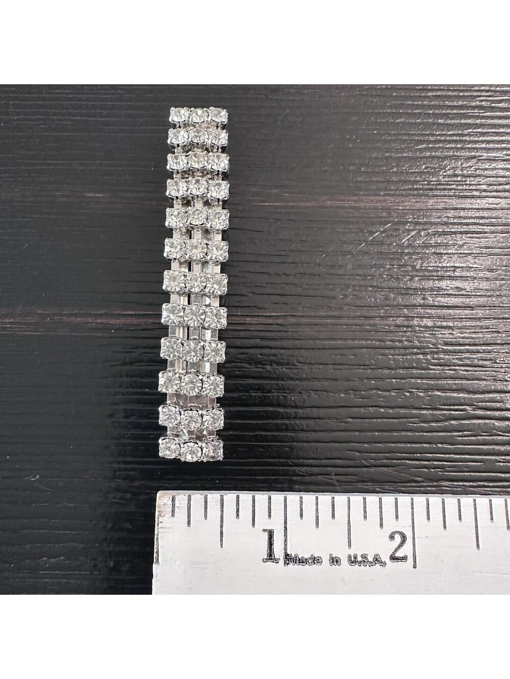 Vintage Made In France Rhinestone Barrette Clear Crystal Silver Tone Hair Clip - Picture 8 of 8